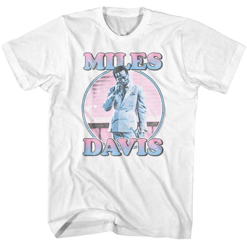 Miles Davis White Adult S/S Tshirt