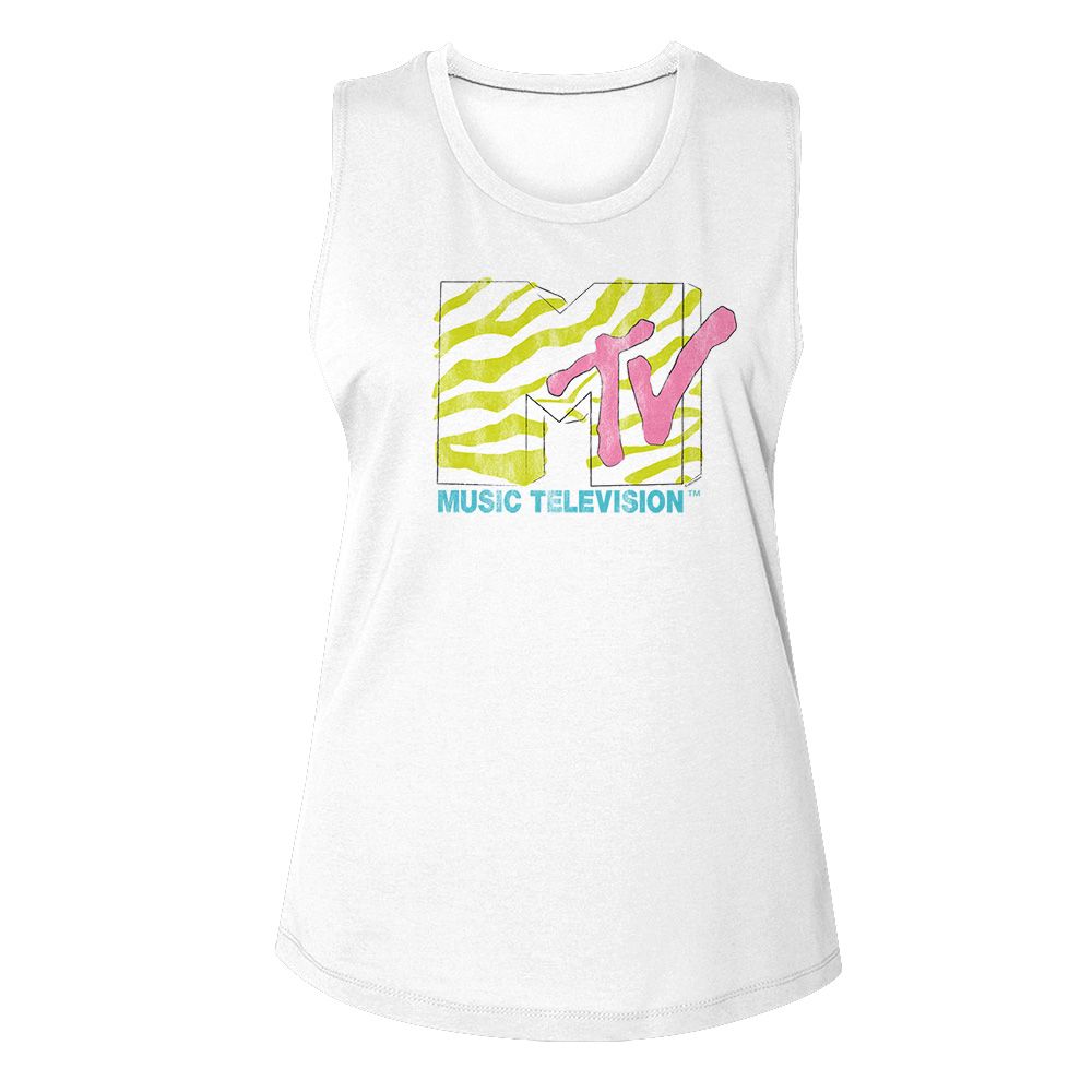 Mtv White Ladies Muscle Tank