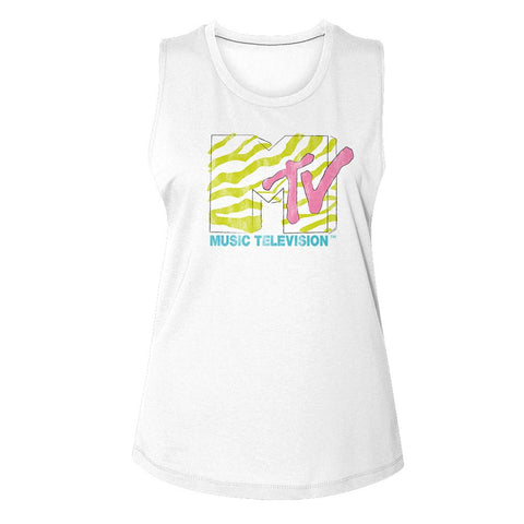 Mtv White Ladies Muscle Tank