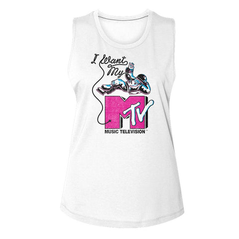 Mtv White Ladies Muscle Tank