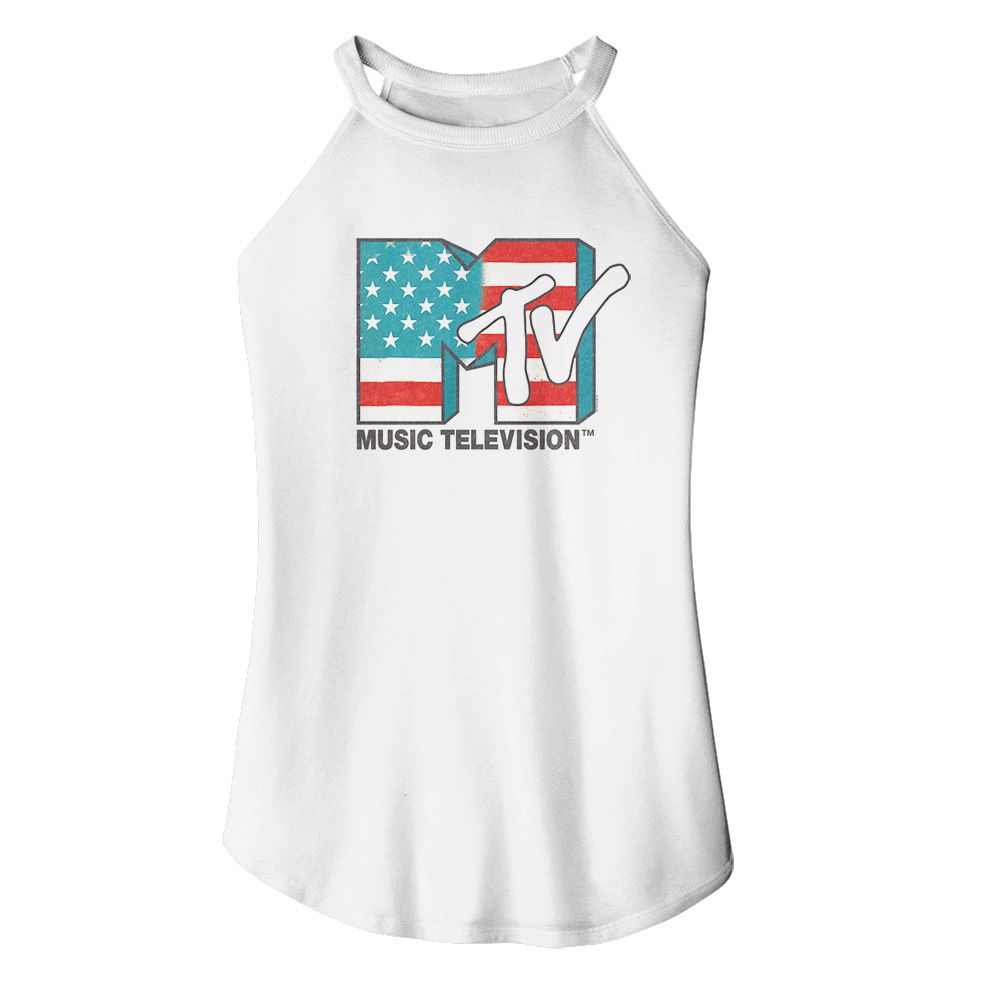 Mtv White Ladies Sleeveless Rocker Tank