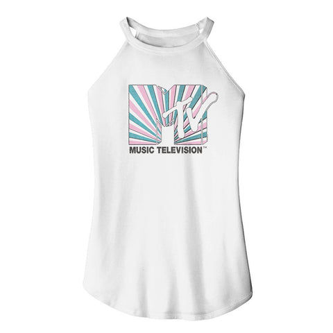 Mtv White Ladies Sleeveless Rocker Tank