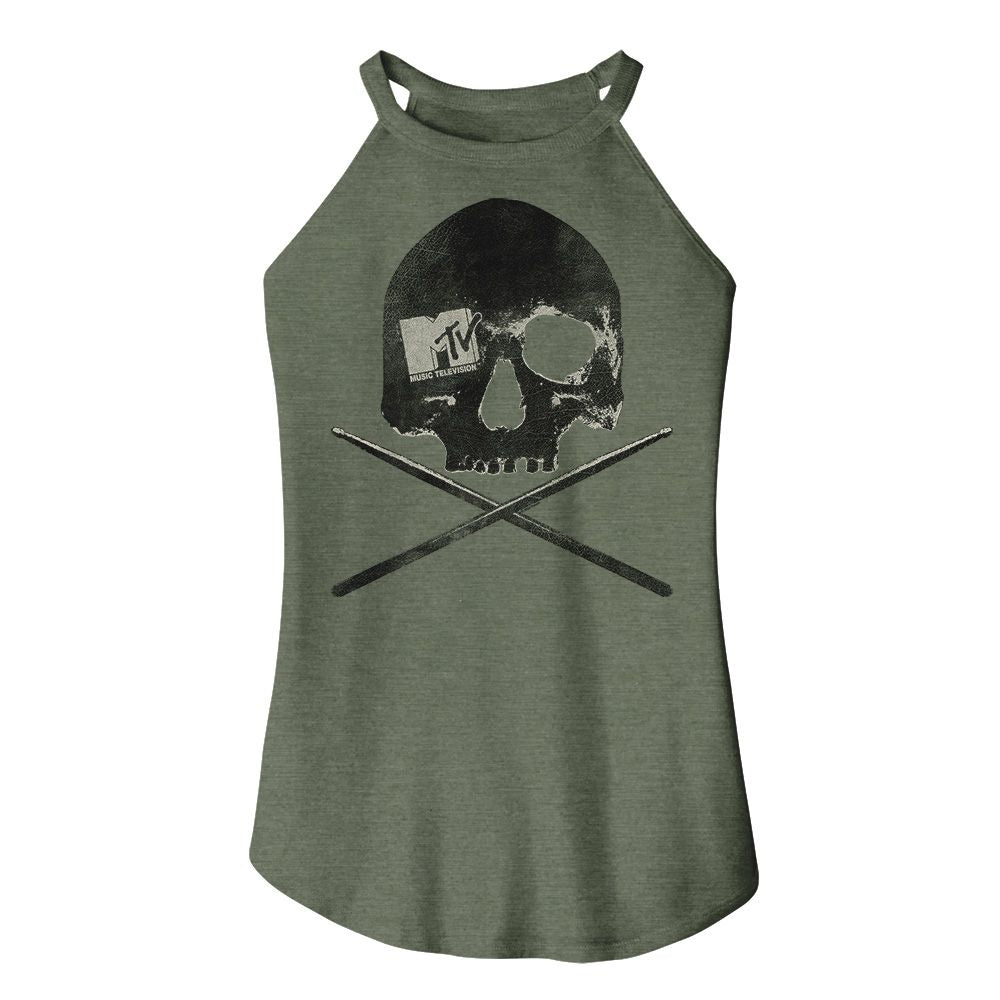 Mtv Military Green Ladies Sleeveless Rocker Tank