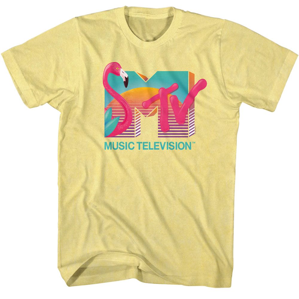 Mtv Yellow Heather Adult Short Sleeve Tshirt