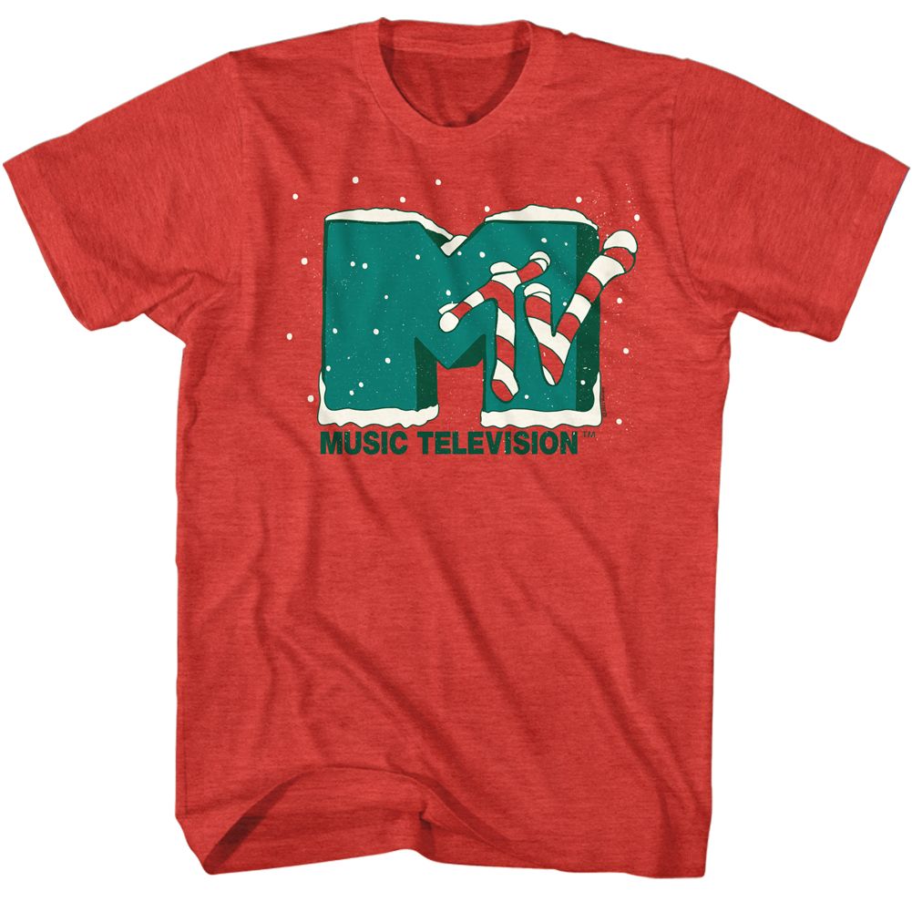 Mtv Red Heather Adult Short Sleeve Tshirt
