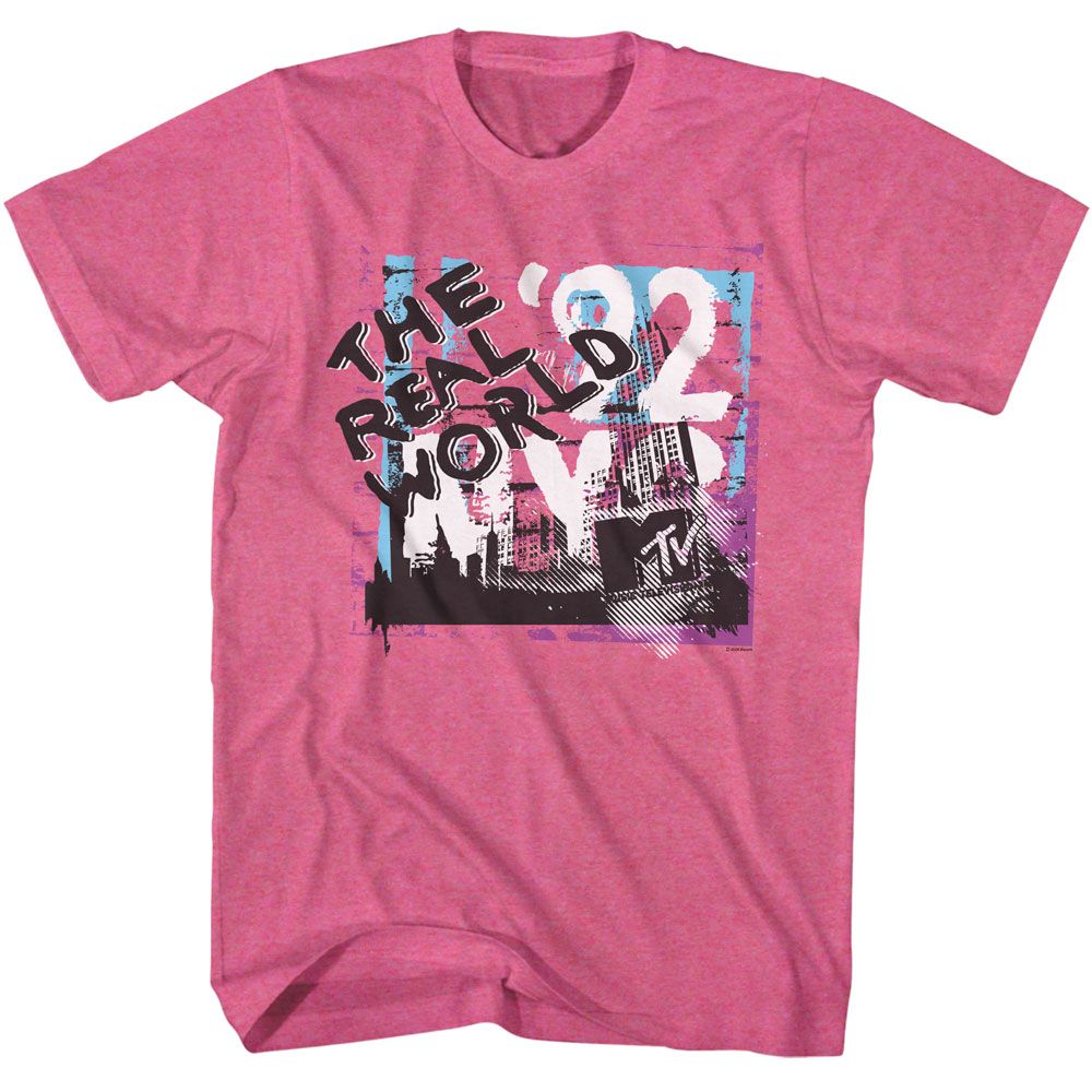 Mtv Retro Pink Heather Adult Short Sleeve Tshirt
