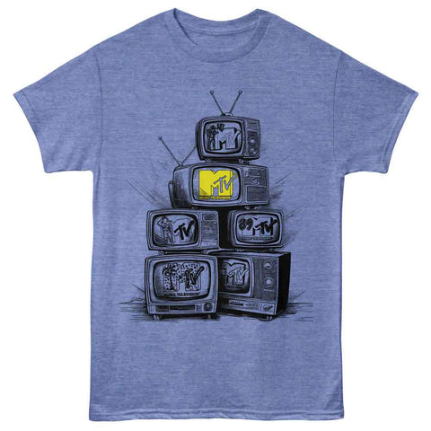 Mtv Light Blue Heather Adult Short Sleeve Tshirt