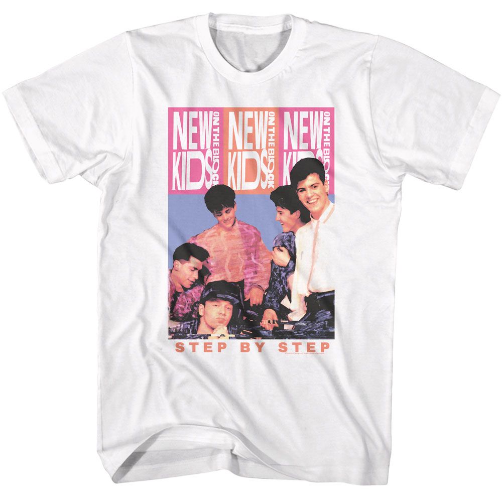 New Kids On The Block White Adult S/S Tshirt
