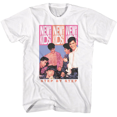 New Kids On The Block White Adult S/S Tshirt
