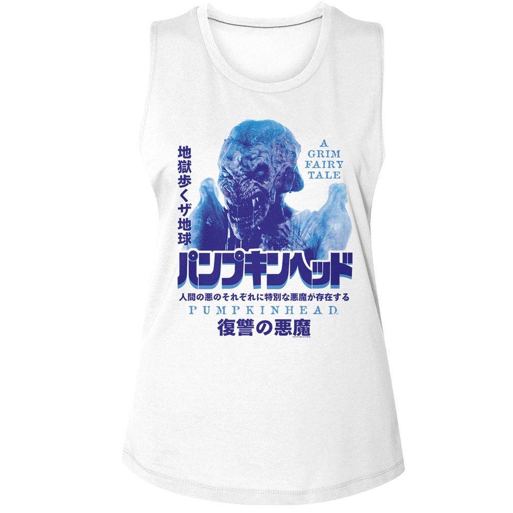 Pumpkinhead White Ladies Muscle Tank