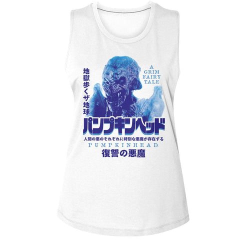 Pumpkinhead White Ladies Muscle Tank