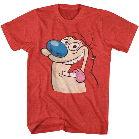 Ren And Stimpy Red Heather Adult Short Sleeve Tshirt