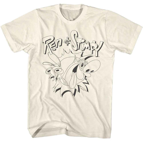 Ren And Stimpy Natural Adult Short Sleeve Tshirt