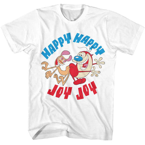 Ren And Stimpy White Adult Short Sleeve Tshirt