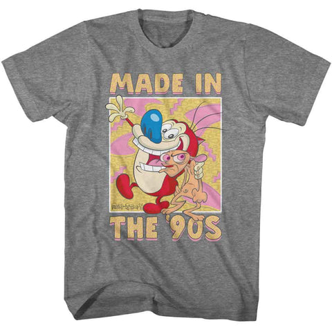 Ren And Stimpy Graphite Heather Adult Short Sleeve Tshirt
