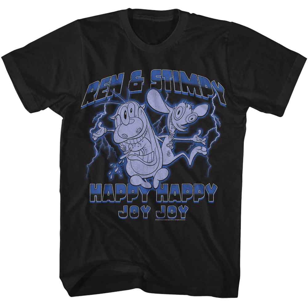 Ren And Stimpy Black Adult Short Sleeve Tshirt
