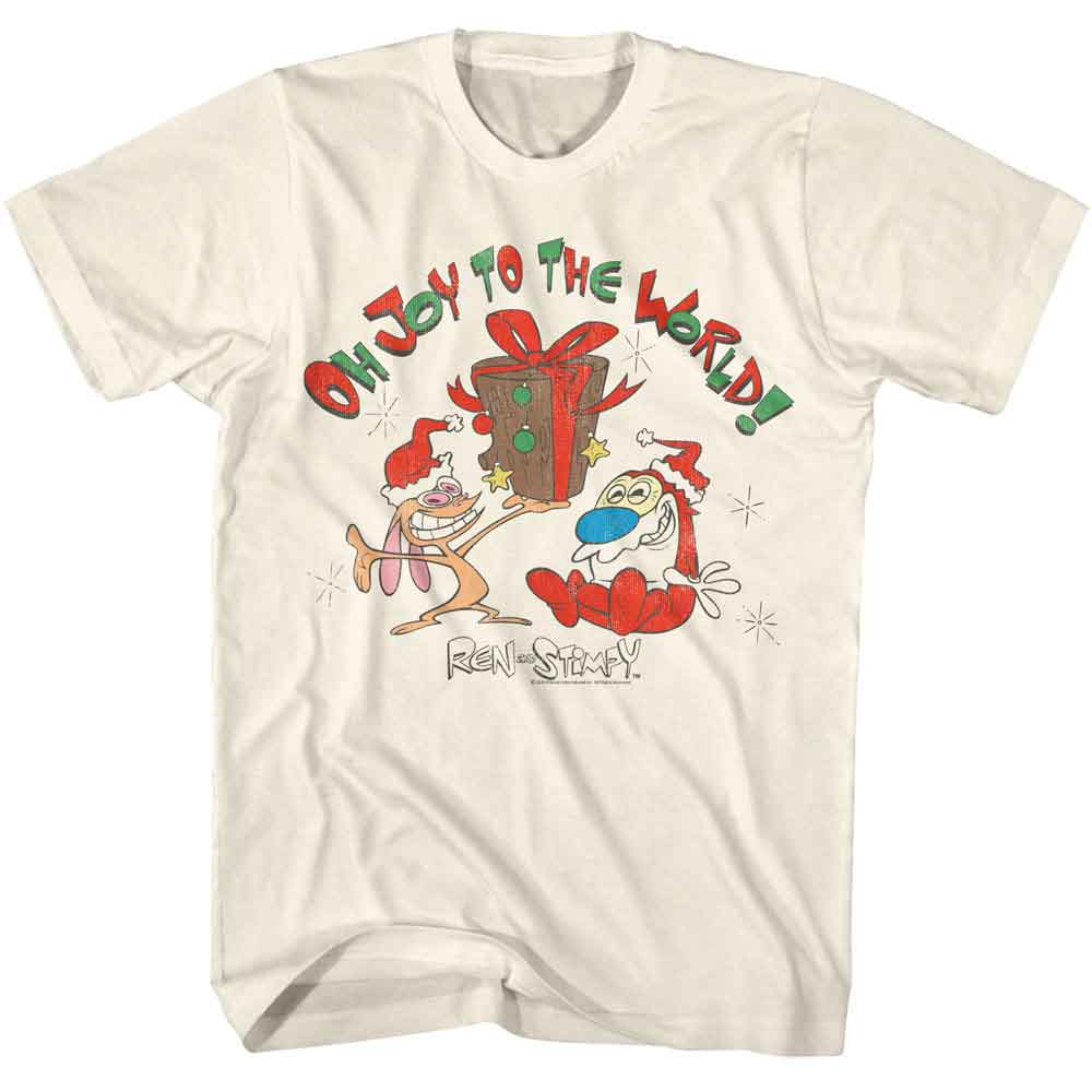 Ren And Stimpy Natural Adult Short Sleeve Tshirt