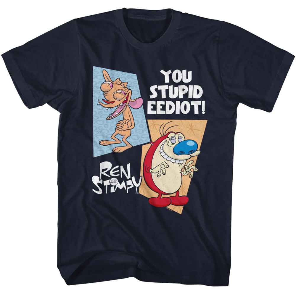 Ren And Stimpy Navy Adult Short Sleeve Tshirt