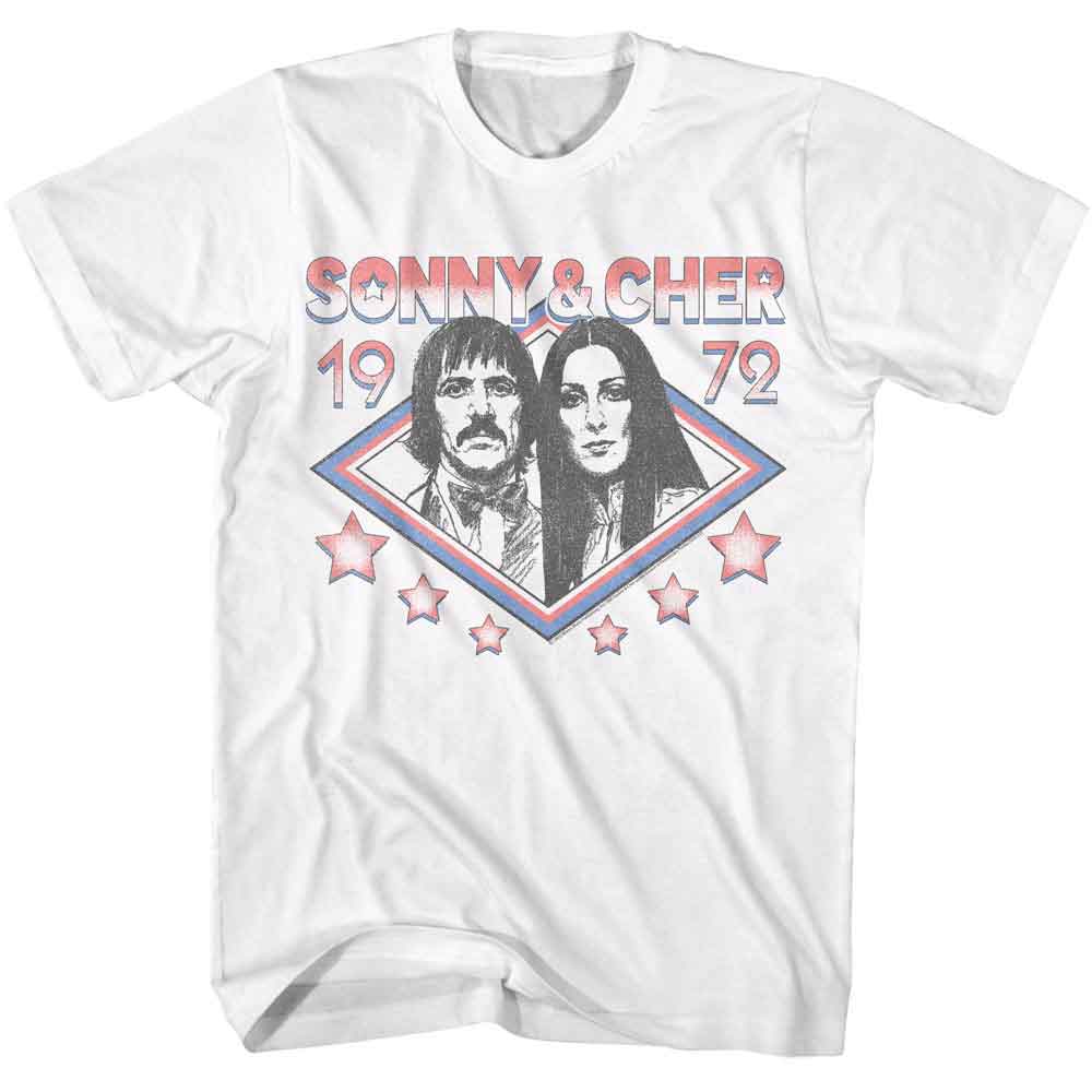 Sonny And Cher White Adult S/S Tshirt