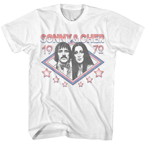 Sonny And Cher White Adult S/S Tshirt