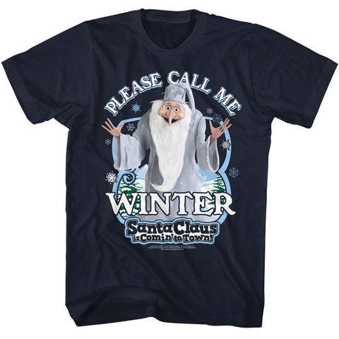 Santa Claus Is Coming To Town Navy Adult Short Sleeve Tshirt
