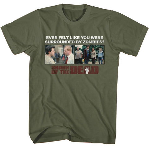 Shaun Of The Dead Military Green Adult Short Sleeve Tshirt