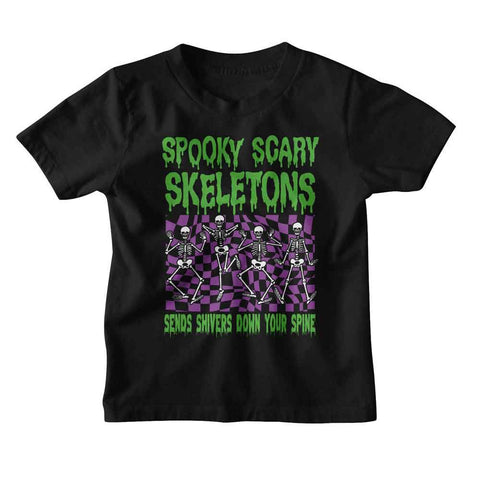 Spooky Scary Skeletons Black Youth S/S Tshirt