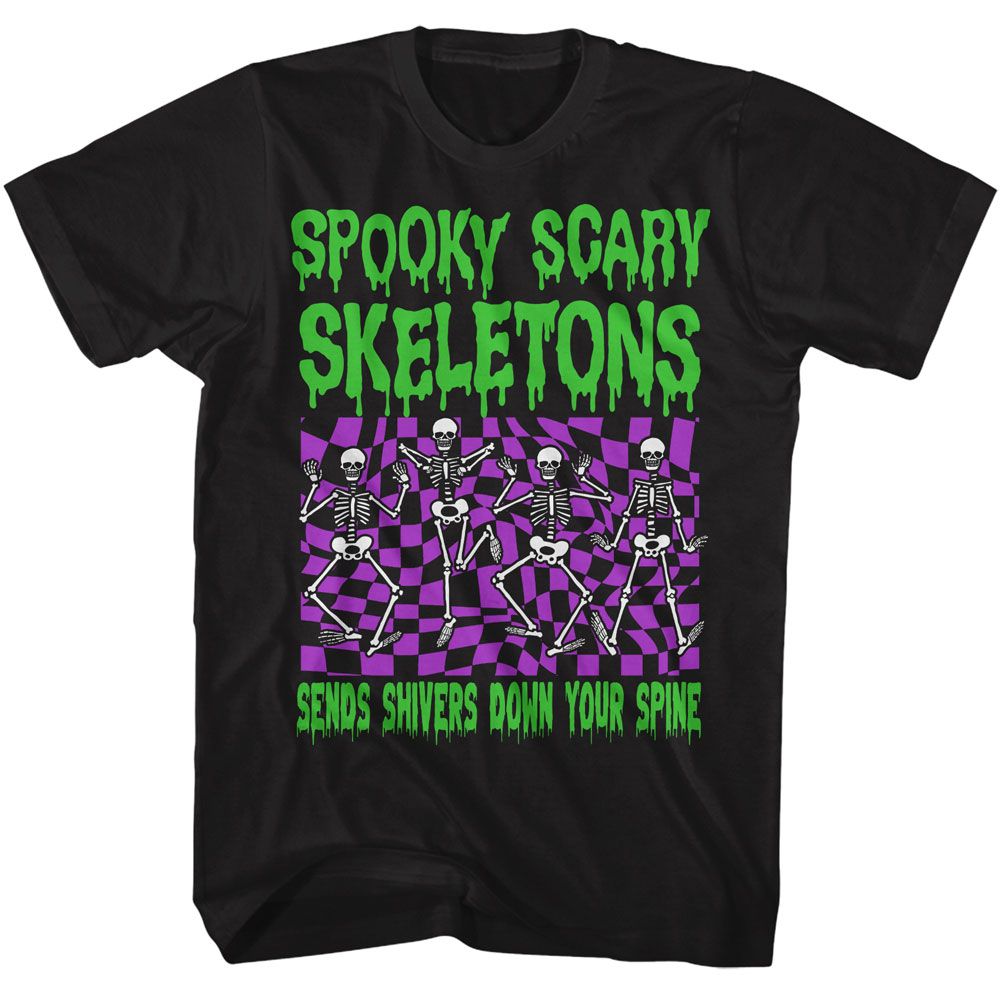 Spooky Scary Skeletons Black Adult S/S Tshirt