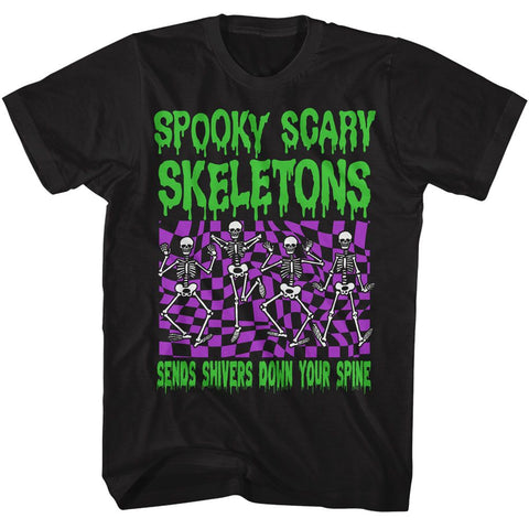 Spooky Scary Skeletons Black Adult S/S Tshirt