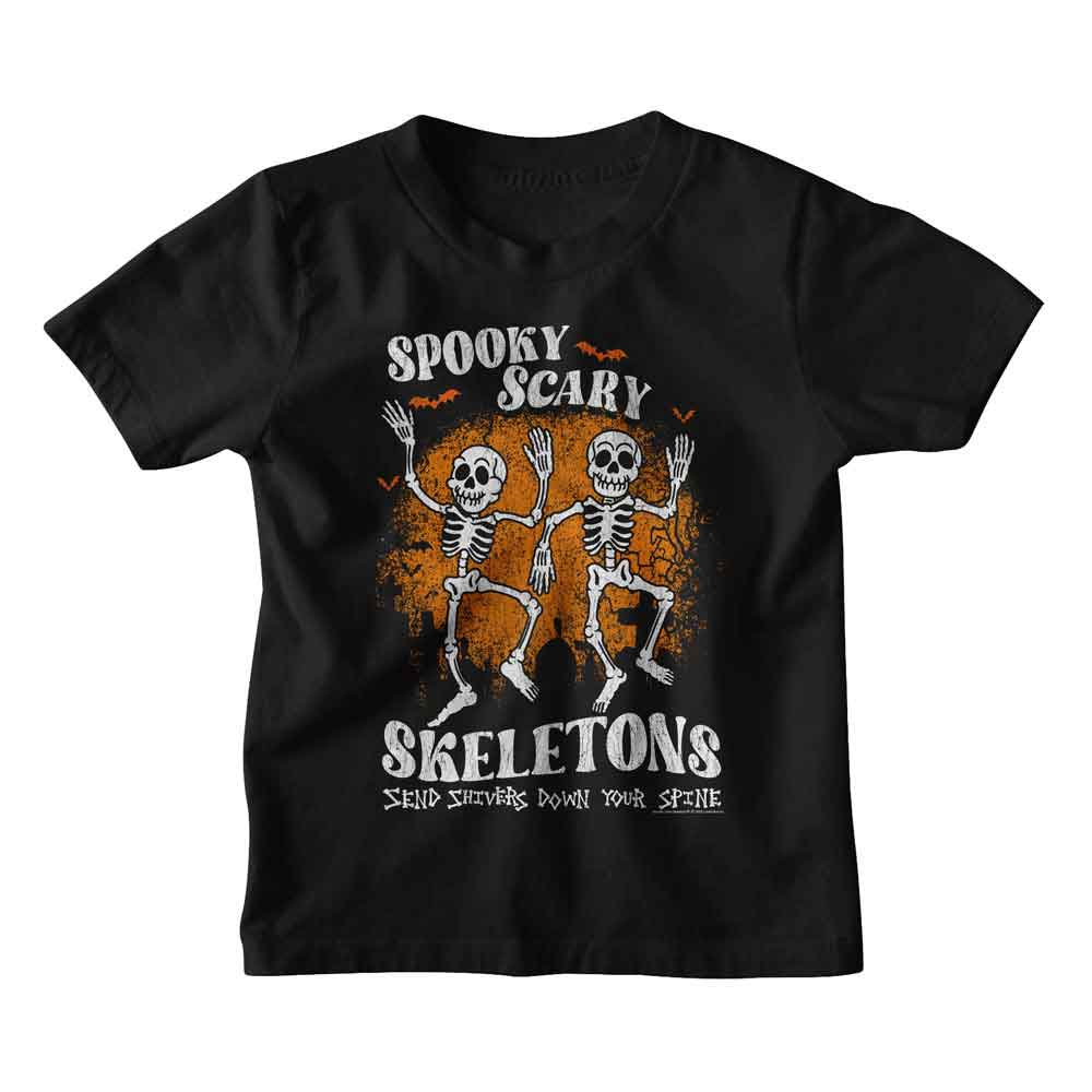 Spooky Scary Skeletons Black Youth S/S Tshirt