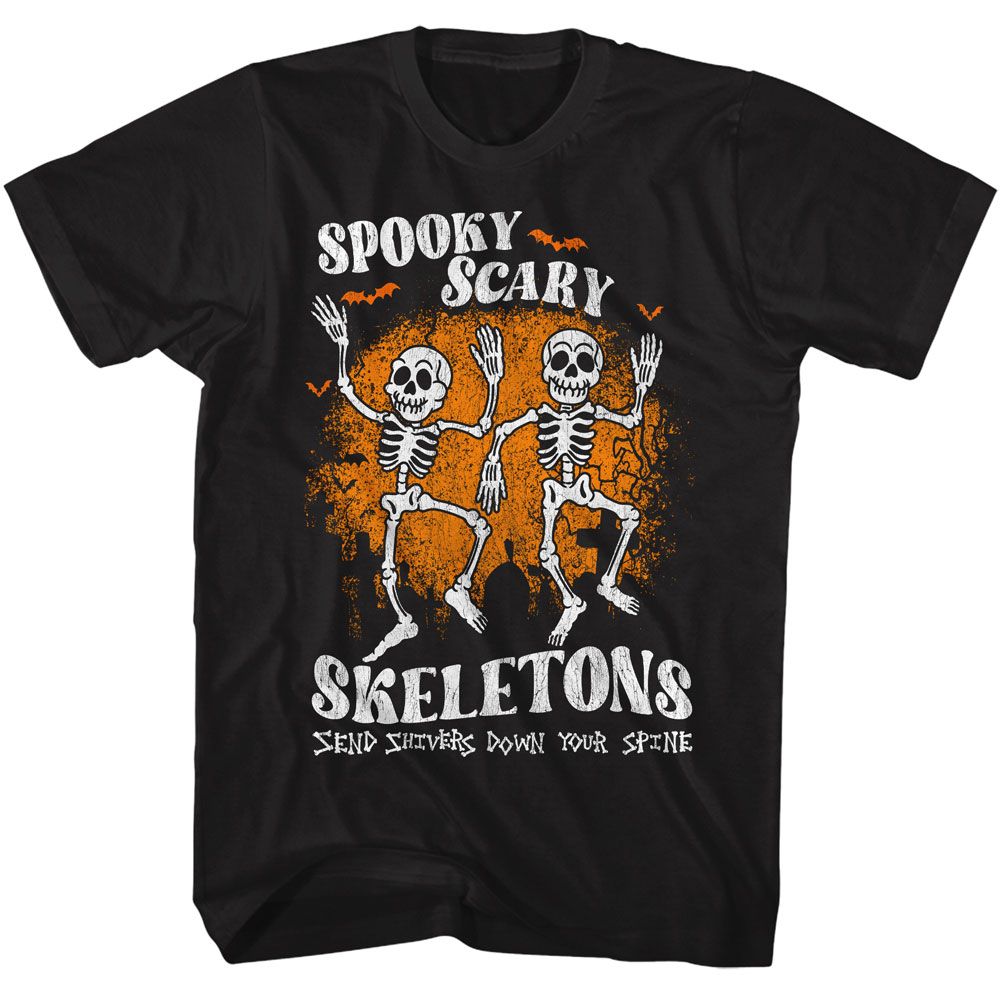Spooky Scary Skeletons Black Adult S/S Tshirt