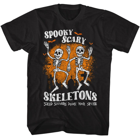 Spooky Scary Skeletons Black Adult S/S Tshirt
