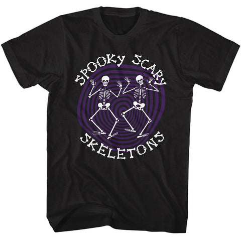 Spooky Scary Skeletons Black Adult S/S Tshirt