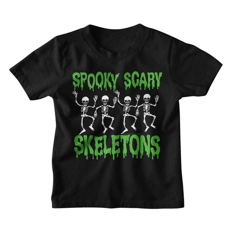 Spooky Scary Skeletons Black Youth S/S Tshirt