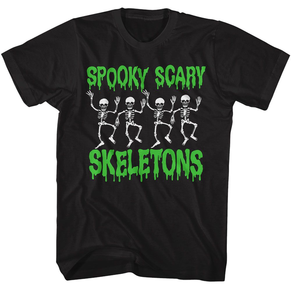 Spooky Scary Skeletons Black Adult S/S Tshirt