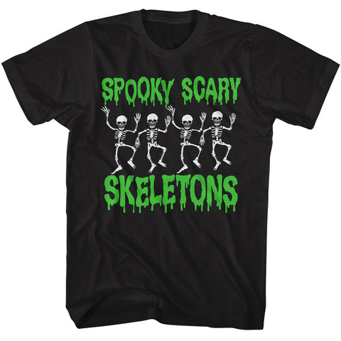 Spooky Scary Skeletons Black Adult S/S Tshirt