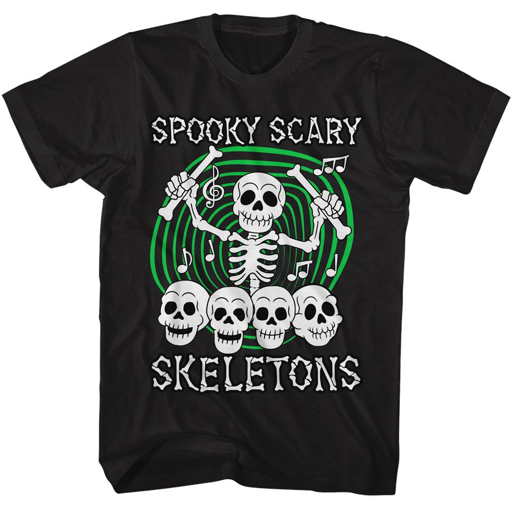 Spooky Scary Skeletons Black Adult S/S Tshirt