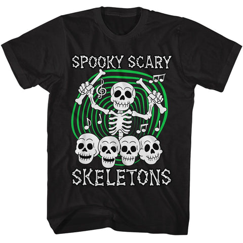 Spooky Scary Skeletons Black Adult S/S Tshirt
