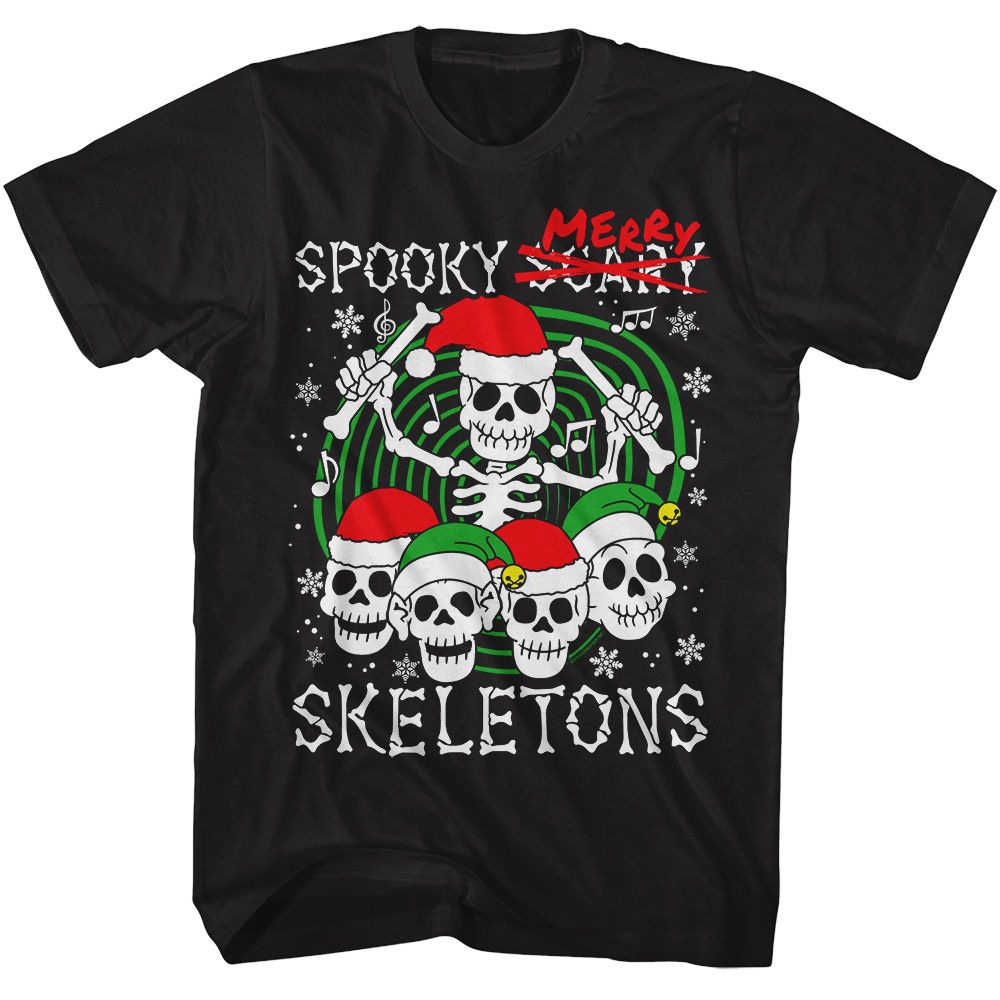Spooky Scary Skeletons Black Adult S/S Tshirt