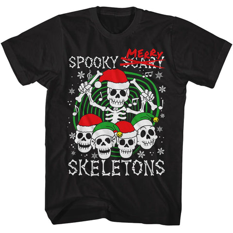Spooky Scary Skeletons Black Adult S/S Tshirt