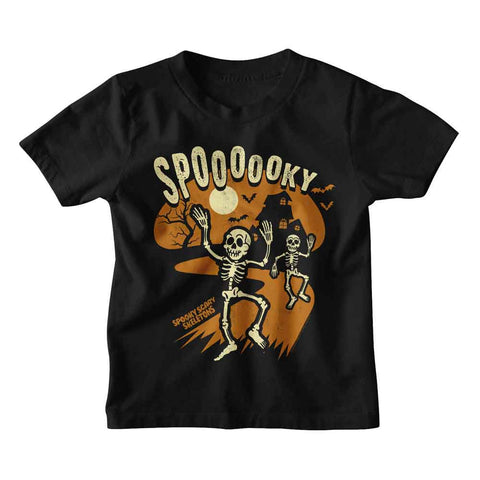 Spooky Scary Skeletons Black Youth S/S Tshirt