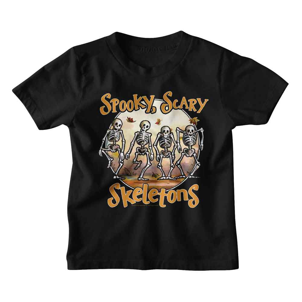 Spooky Scary Skeletons Black Youth S/S Tshirt