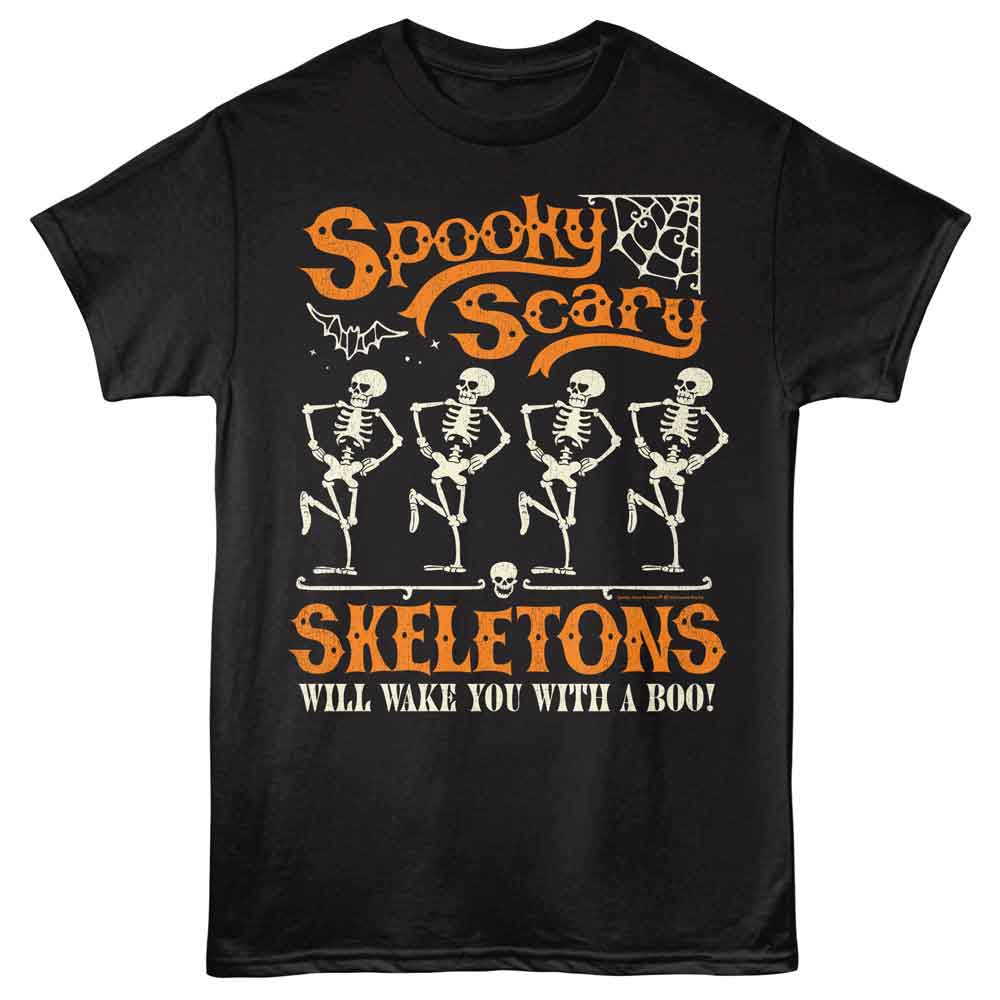 Spooky Scary Skeletons Black Adult S/S Tshirt