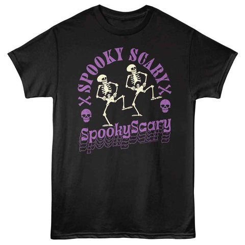 Spooky Scary Skeletons Black Adult S/S Tshirt