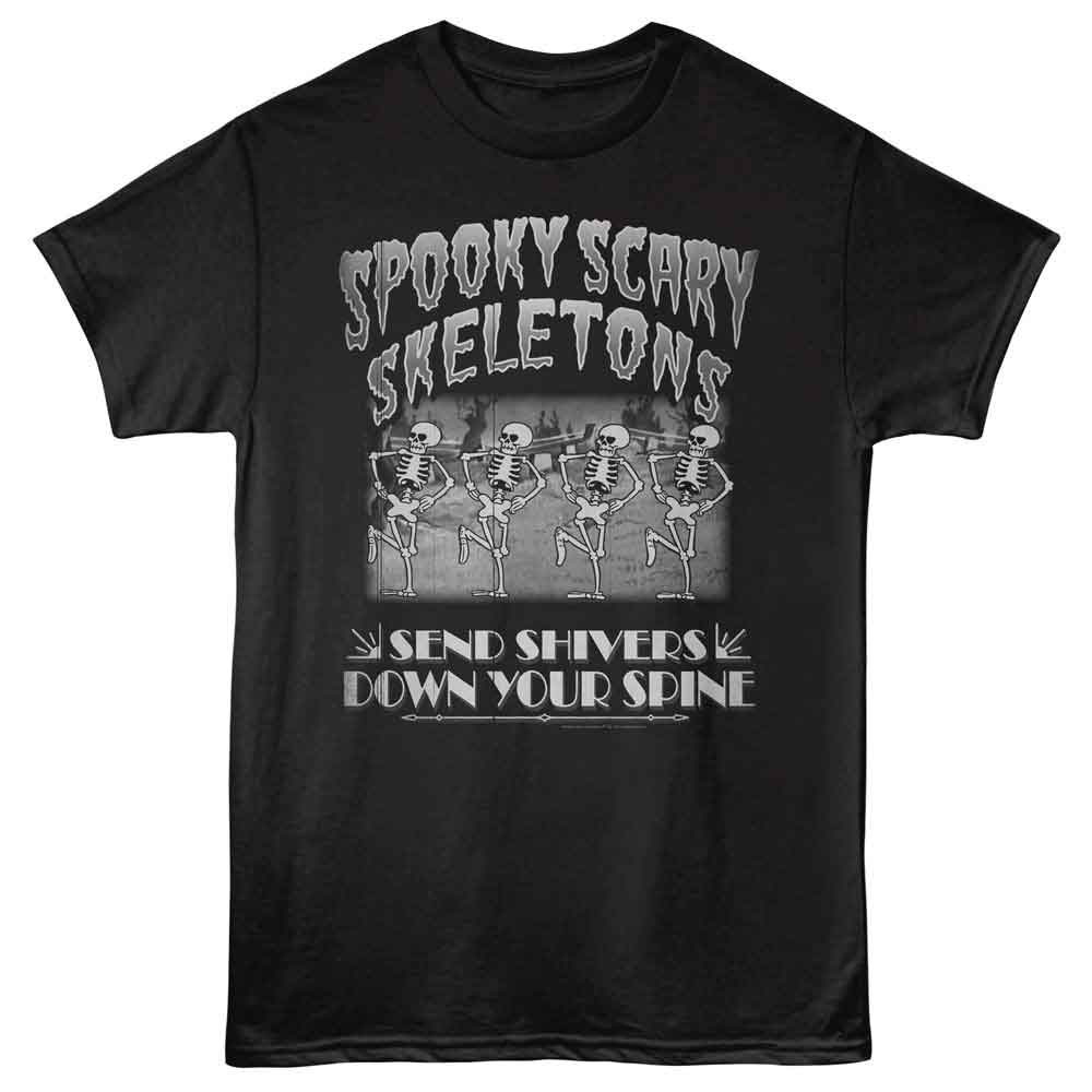 Spooky Scary Skeletons Black Adult S/S Tshirt