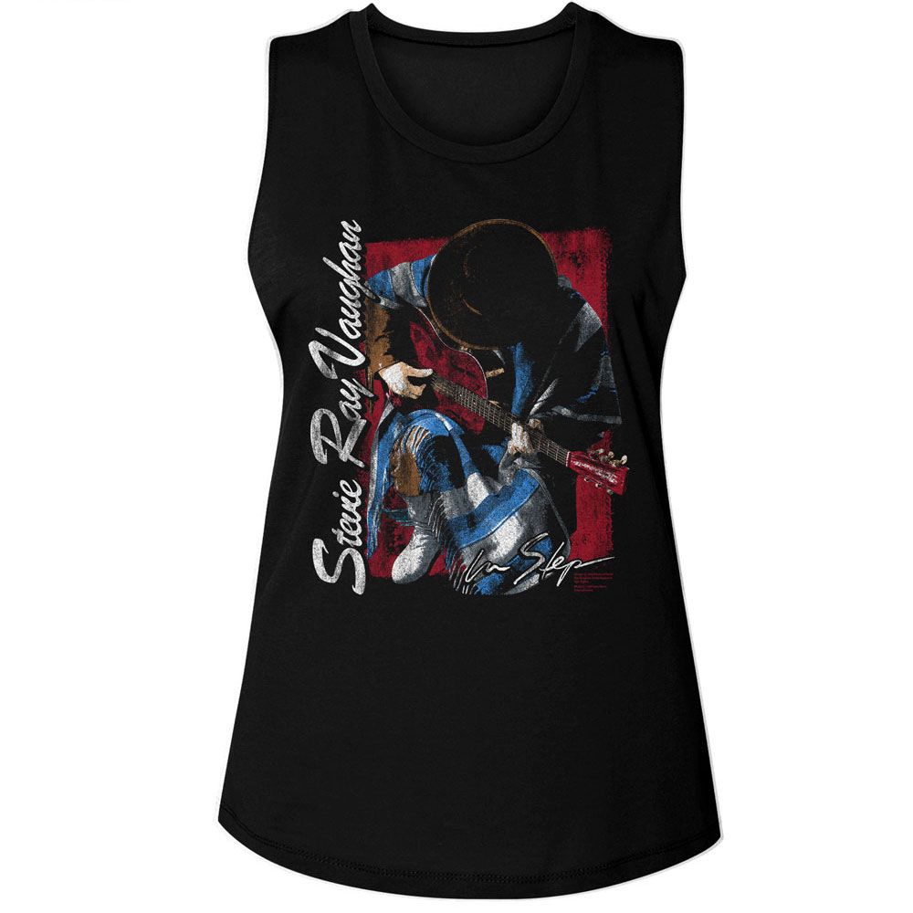 Stevie Ray Vaughan Black Ladies Muscle Tank