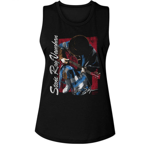 Stevie Ray Vaughan Black Ladies Muscle Tank