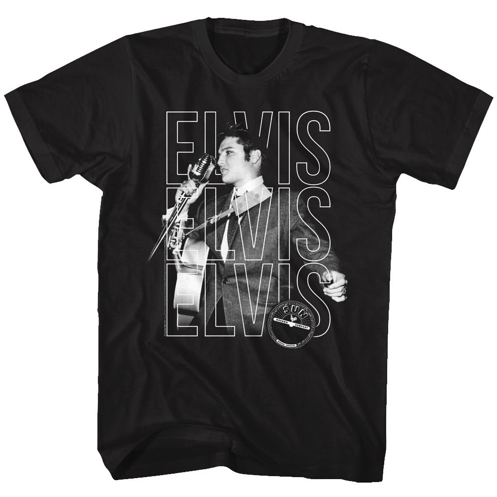 Elvis - Sun Records Black Adult S/S Tshirt