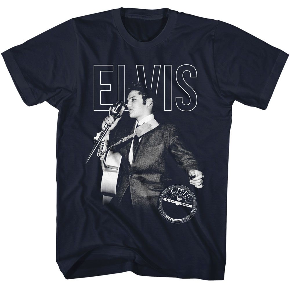 Elvis - Sun Records Navy Adult S/S Tshirt