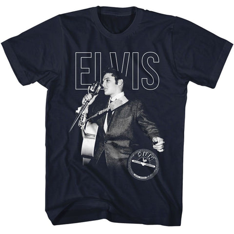 Elvis - Sun Records Navy Adult S/S Tshirt